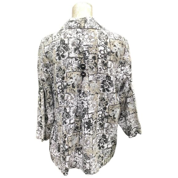 Habitat Clothes to Live In Linen Jacket Size L Lagenlook Art to Wear Floral - Picture 3 of 12